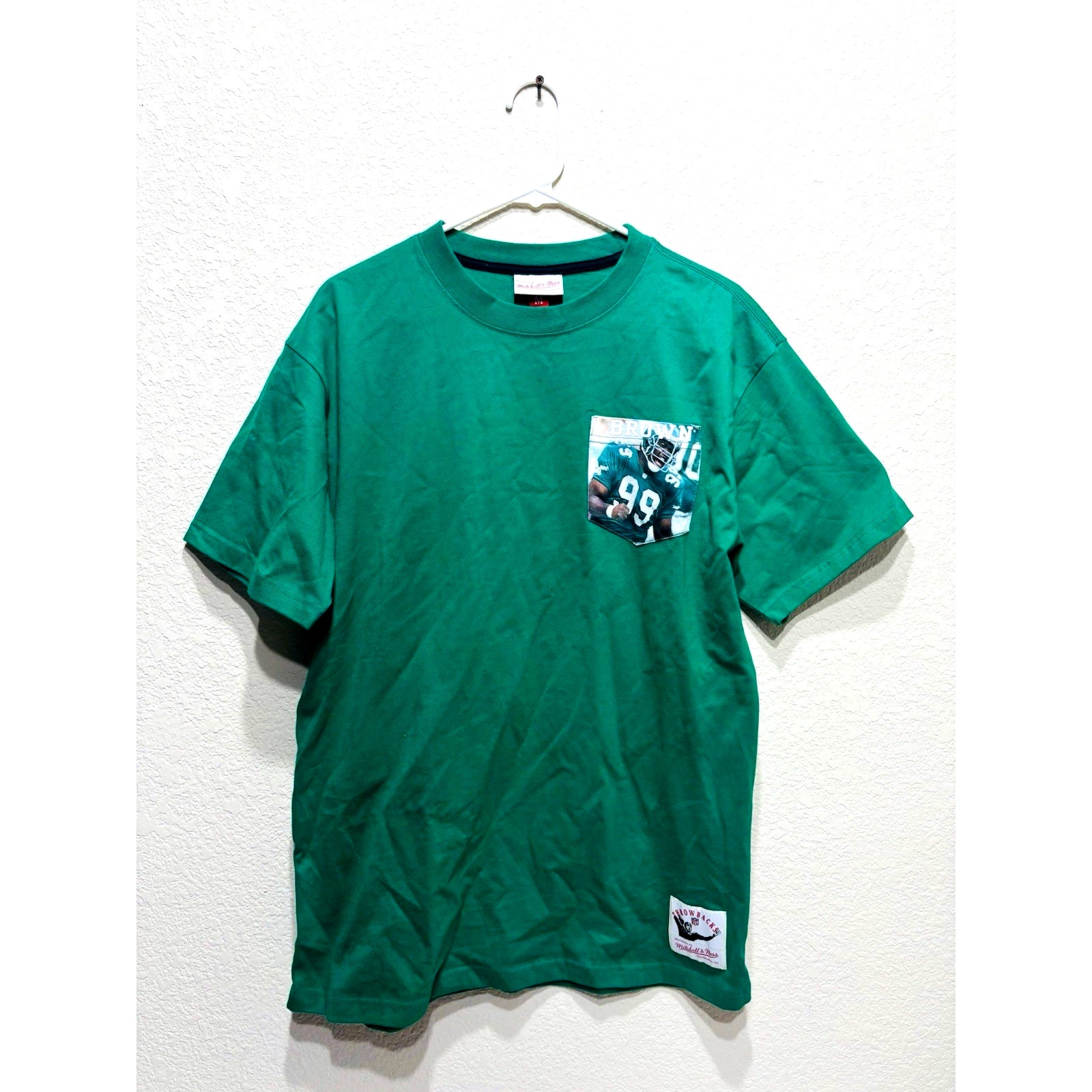 Rare Vintage Jerome Brown Mitchell & Ness Medium T Shirt Green Pocket